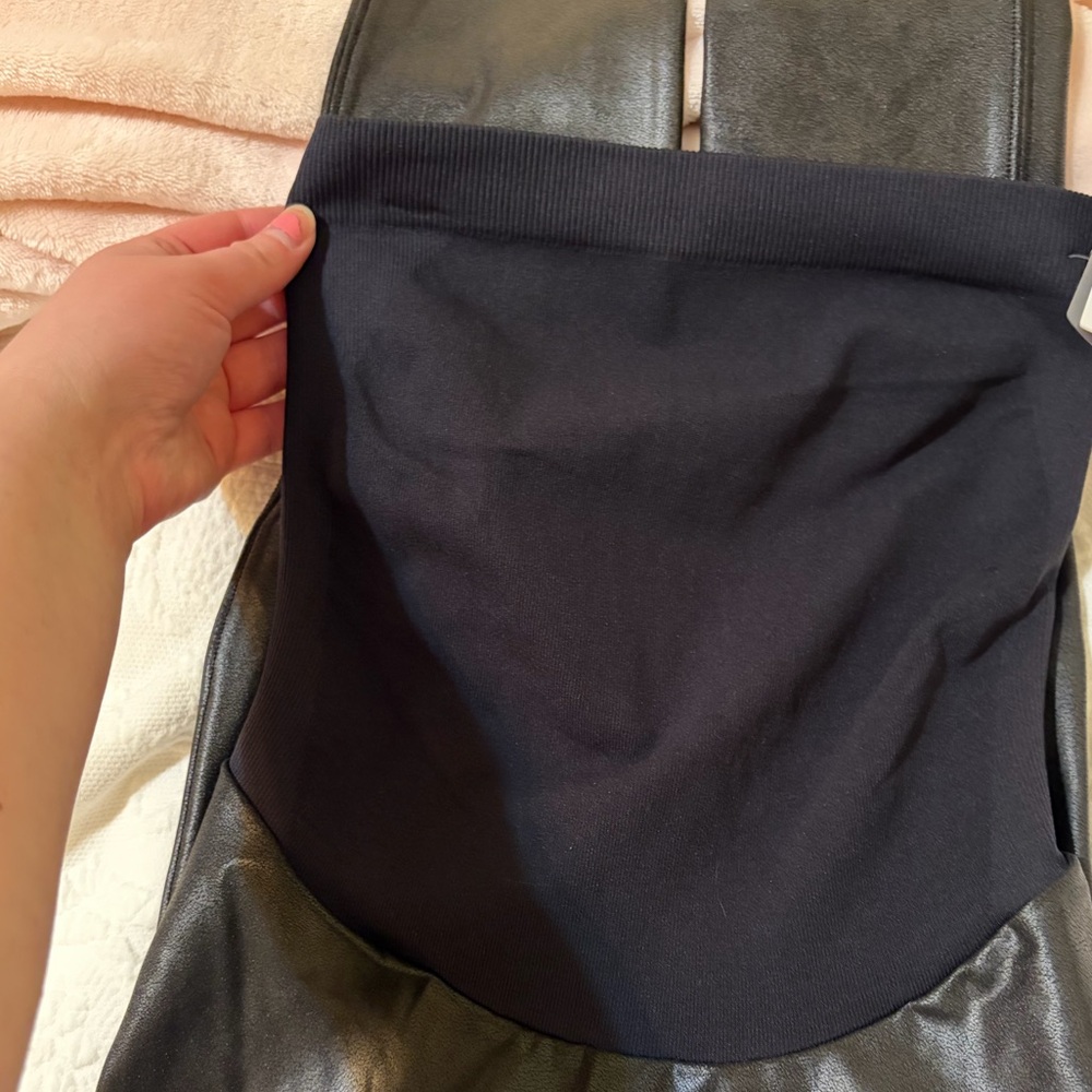 SPANX very black momma maternity faux leather leggings- NWT - Picture 3 of 7